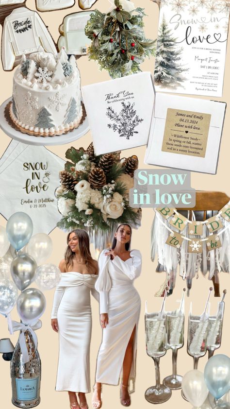 White winter bridal shower ideas winter bridal shower favors snow in love theme decor bridal shower dress winter Bachelorette Party In January, Bachelorette Winter Themes, Winter Bridal Shower Ideas Decorations, On Cloud Wine Bridal Shower Theme, Snow In Love Bachelorette Party, Snow In Love Bridal Shower Theme, January Bridal Shower Ideas, Winter Wonderland Bridal Shower Ideas, Snow In Love Bachelorette