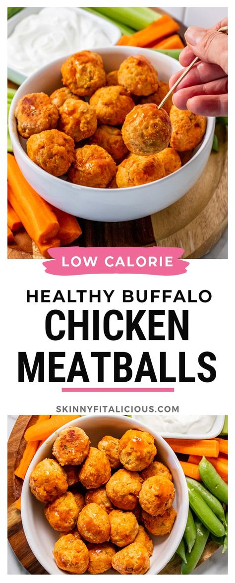 Buffalo Chicken Low Calorie, High Protein Buffalo Chicken Salad, Low Calorie Comfort Food Dinners, Low Calorie Grilled Chicken, Low Calorie Paleo, Low Calorie Appetizers, Ground Chicken Recipes Healthy, Gluten Free Appetizer, Chicken Meatballs Healthy