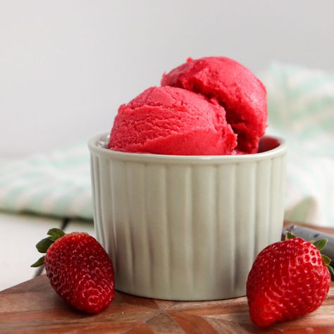 Ninja Creami Strawberry Sorbet - Season & Thyme Raspberry Sorbet Recipe, Strawberry Sorbet Recipe, Blood Orange Recipes, Alternative Sweeteners, Strawberry Sorbet, Ninja Recipes, Ice Cream At Home, Sorbet Recipes, Raspberry Sorbet