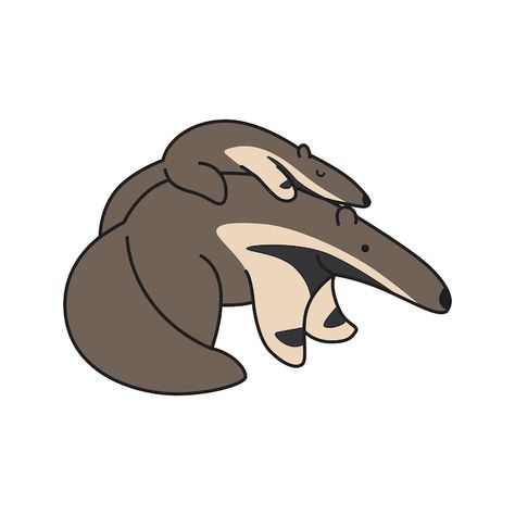 Vector cute anteater illustration | Premium Vector #Freepik #vector Ant Eater Drawing, Anteater Illustration, Cute Anteater, Ant Eater, Giant Anteater, Small Drawings, Arte Animal, Cute Illustration, Ants