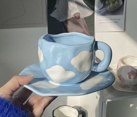 Cloud Mug, Cloud Coffee, Cute Cloud, Blue Mug, Perfect Morning, Tea Milk, Ceramics Ideas, Novelty Mugs, Ceramics Ideas Pottery