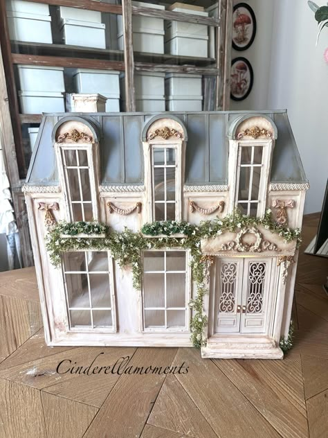 Vintage Doll House, Cottage Dollhouse, Paint Accents, Custom Dollhouse, Cinderella Moments, Antique Dollhouse, Creme Brûlée, Shabby Chick, Home Cottage