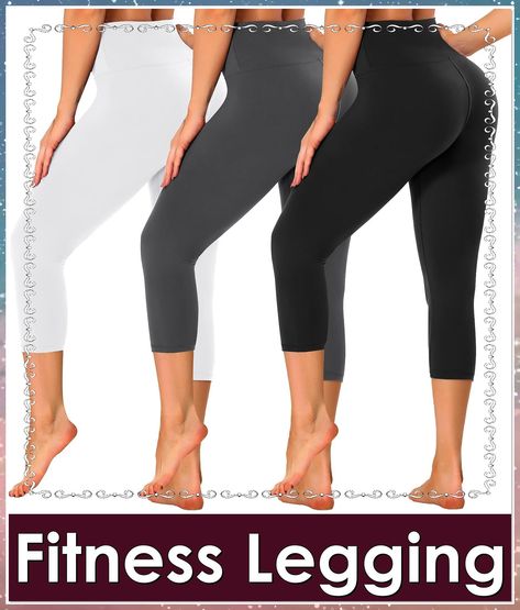 3 Pack Capri Leggings for Women - Stretch Tummy Control Yoga Pants for Cycling Workout Workout Legging, Stylish Leggings, Fitness Leggings, Workout Wardrobe, Tone Up, Leggings Women, Cycling Workout, Leggings For Women, Toned Body