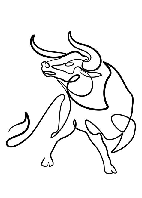 Year Of The Ox Tattoo Design, Taurus Tattoo Designs, Ox Tattoo, Animal Line Art, Bear Logo Design, Minimalistic Illustration, Cute Senior Pictures, Beginner Tattoos, Single Line Tattoo