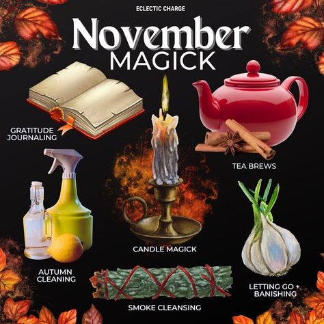 November Rituals, New Month Witch Rituals, November Witchcraft, Witchy November, November Correspondences, First Of The Month Rituals Witch, Seasonal Witchcraft, November Magical Correspondences, November Witch