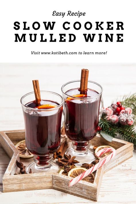 How to make mulled wine in a Crockpot slow cooker. The easy recipe can be made with brandy or without. Make it sugar free with maple syrup or honey so it's still sweet. This classic fall drink is also good for Thanksgiving or Christmas for the holiday season. Use mulling spices or a mix of dried spices for the best simple mulled wine recipe. #mulledwine #drink #wine #recipe Mulled Wine Recipe Slow Cooker, Simple Mulled Wine Recipe, Classy Cocktails, Juice Ideas, Mulled Wine Recipe, Wine Recipe, Winter Cocktail, Mulling Spices, Dump Meals