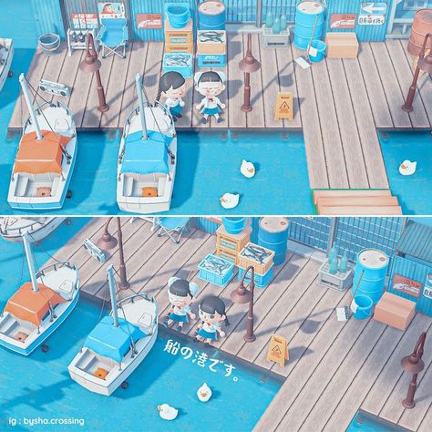 Palm Spring, Animal Crossing 3ds, Animal Crossing Wild World, Blue Island, Boat Dock, Water Design, New Animal Crossing, Animal Crossing Game, Tropical Islands