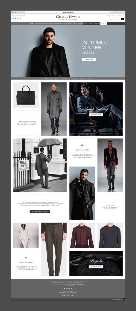 Gieves & Hawkes - Website design on Behance Men Fashion Website Design, Men Website Design, Masculine Website, Jewelry Websites, Gieves & Hawkes, Fashion Website Design, Creative Layout, Modern Mens Fashion, Fashion Layout