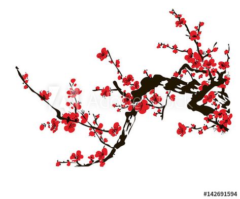 Flowers No Background, Cherry Painting, Muharram Wallpaper, View Of Nature, Red Cherry Blossom, Painting Of Flowers, Dragon Sleeve Tattoos, Plum Blossoms, Emo Wallpaper