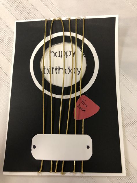 #birthdaycard #guitar #rock&roll Rockstar Gift Ideas, Theater Birthday Cards, Rock And Roll Gift Ideas, Guitar Cards Ideas, Diy Guitar Gifts, Rock And Roll Crafts, Guitar Birthday Card, Diy Gifts Music, Guitar Gift Ideas