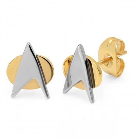 Star Trek commbadge earring studs Star Trek Jewelry, Nerdy Jewelry, Start Trek, Star Treck, Star Trek Merchandise, 50's Fashion, New Star Trek, Geek Clothes, Geek Jewelry