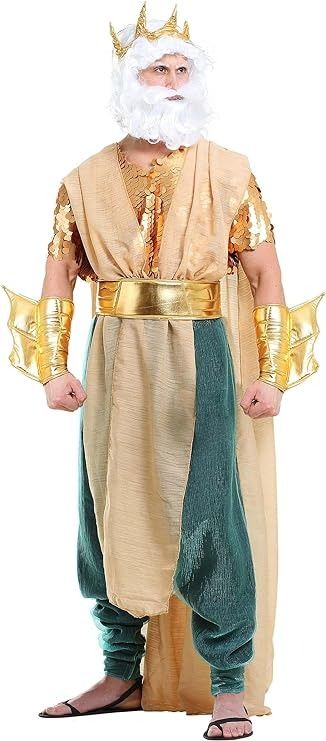 Amazon.com: Adult Golden Poseidon Costume Mens, Greek Mythology Olympian God King of the Sea Halloween Costume : Clothing, Shoes & Jewelry Posiden Costume, Poseidon Costume, Diy For Men, Mens Costumes, Greek Mythology, Halloween Costume, Shoes Jewelry, The Sea, Halloween Costumes