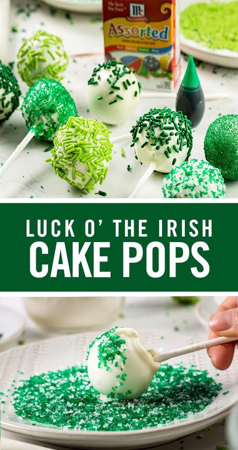 St Pattys Treats For Kids, St Patrick’s Day Cake Pops, Green Foods For Party, Dessert For Kids, Irish Cake, Easy Party Desserts, St Patrick Day Treats, Green Desserts, St Patricks Day Food