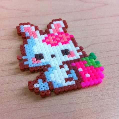 Cute bunny. Rabbit. Perler Beads Bunny, Perler Bunny, Cute Perler Bead Patterns Kawaii, Bunny Perler Beads, Perler Beads Ideas Easy Cute, Fuse Beads Ideas Cute, Fuse Beads Ideas, Cute Perler, Hama Art