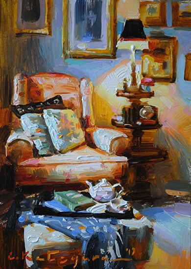 Elena Katsyura, Oil Painting Nature, Interior Artwork, Interior Paintings, Painting Competition, Oil Painting For Sale, Country Scenes, Classic Sofa, Oil Painting Flowers