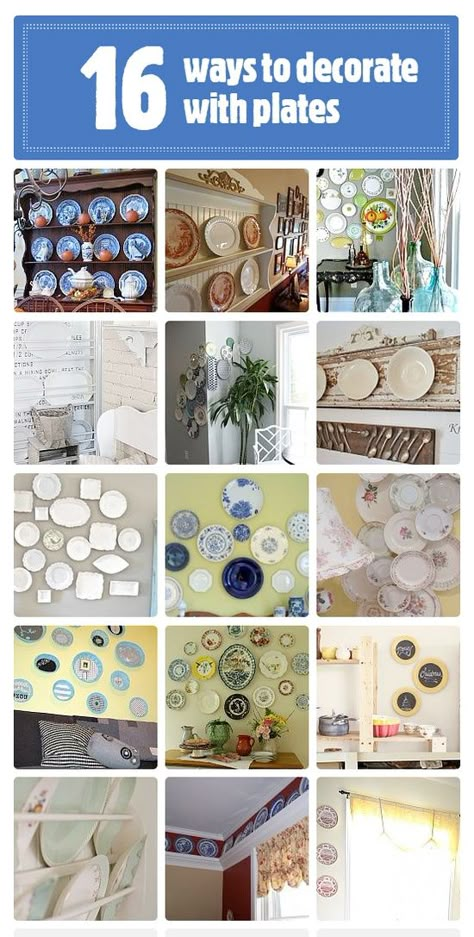 decorate with plates Plate Decorating, Decorating With Plates, Plate Walls, Plates On The Wall, Theme Of The Week, Tools Photography, Gardening Crafts, Funky Junk Interiors, Plate Wall Decor