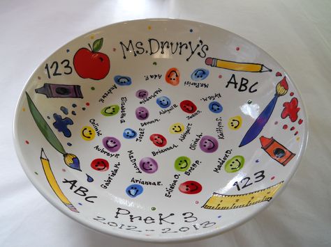 teacher school supplies auction class fingerprint bowl original by Pottery Piazza School Auction Art Projects, School Auction Projects, Class Auction Projects, Art Auction Projects, Class Auction, Group Art Projects, Class Art Projects, Collaborative Art Projects, Fingerprint Art