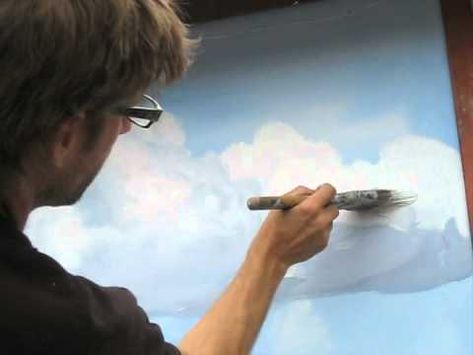 How To Paint Clouds, Pretty Clouds, Painting Clouds, Watercolor Clouds, Acrylic Painting Techniques, Acrylic Painting Tutorials, Cloud Painting, Painting Lessons, Painting Videos