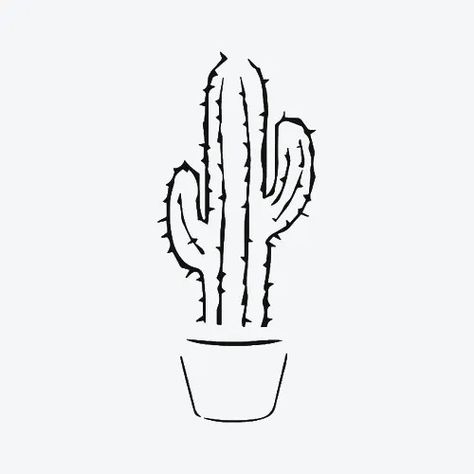 Easy Tattoos To Draw On Yourself Small With Meaning, Little Cactus Tattoo, Cactus Outline, Tattoo Chart, Mom Drawing, Cute Small Drawings, Bestie Tattoo, Cactus Tattoo, Cactus Drawing