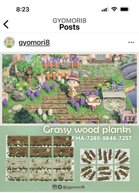 Grassy Wood Planks Acnh, Planks Acnh, Cottagecore Animal Crossing, Acnh Paths, Motif Acnl, Acnh Cottagecore, Animal Crossing 3ds, Ac New Leaf, Acnh Codes