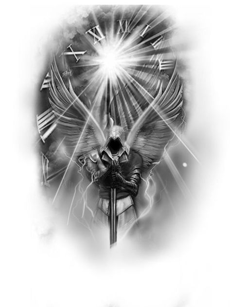 Pin on Tattoo Guardian Angel Back Tattoo Men, Biceps Tattoo Men, Guardian Angel Tattoo Sleeve, Guardian Angel Warrior Tattoo, Archangel Tattoo Design, Guardian Angel Tattoo For Men, Biblical Tattoos For Men, Best Tattoos Ever, Dark Angel Tattoo