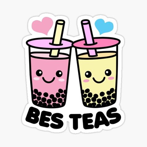 Cute Picture For Sticker, Boba Stickers, Cute Boba Tea, Bubble Tea Sticker, Cute Bubble Tea, Boba Sticker, Drinks Art, Kawaii Boba, Tea Puns