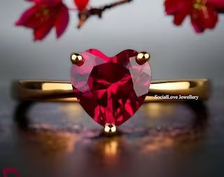 SocialLoveJewellery - Etsy Ruby Heart Ring, Ruby Wedding Rings, Heart Wedding Rings, Garnet Engagement Ring, Ruby Wedding, Red Gemstones, Wedding Rings Unique, Proposal Ring, Red Ruby