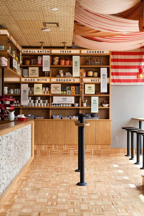 Portland | Salt & Straw • 3345 SE Division St / Leela Cyd Salt And Straw, Food Retail, Design Café, Retail Interior, Cup Tea, Hospitality Design, Shop Interiors, Restaurant Interior, Tea Shop