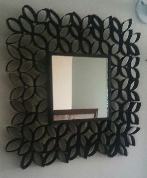 Small Square Mirror Ideas Diy, Square Mirror Ideas Diy, Square Mirror Ideas, Toilet Paper Roll Diy, Toilet Paper Roll Wall Art, Square Mirrors, Toilet Paper Art, Paper Towel Crafts, Toilet Paper Roll Art