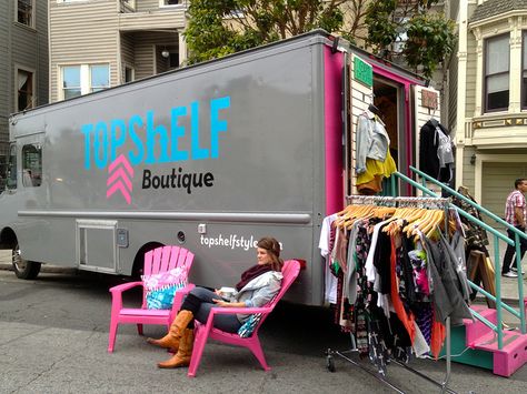 TopShelf Mobile BOutique by Lynn Friedman, via Flickr Mobile Retail Store, Mobile Fashion Truck, Truck Store, New York City Images, Mobile Store, Fashion Truck, Boutique Inspiration, Mobile Business, Food Trucks