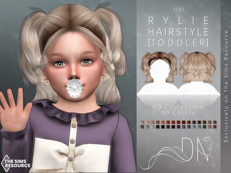 DarkNighTt's Rylie Hairstyle [Toddler] Hair The Sims 4, The Sims 4 Kids, The Sims 4 Pack, Toddler Hair Sims 4, Toddler Cc Sims 4, Mods Sims 4, Sims 4 Toddler Clothes, Cc Clothing, Sims 4 Tsr