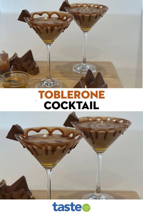 Toblerone Cocktail, Toblerone Chocolate, Alcohol Drink Recipes, Double Up, Chocolate Cream, Martini Glass, Liqueur, Cocktail Recipes, Martini