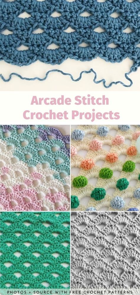 Arcade Stitch Crochet, Arcade Stitch, Crochet Stitches For Blankets, Crochet Blocks, Your Crochet, Stitch Crochet, Shawl Patterns, Crochet Lovers, Crochet Techniques