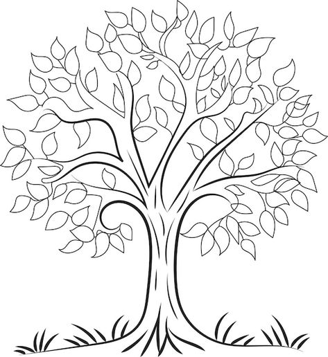 Coloriage D'arbre Pour Adultes Et Enfant... | Premium Vector #Freepik #vector #nature #arbre #fond #noir Tree Doodle, Family Tree Project, Construction Paper Crafts, Vector Nature, Easy Mandala Drawing, Fabric Crafts Diy, Picture Tree, Leaf Stencil, Simple Mandala