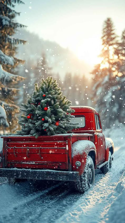 Christmas Phone Backgrounds, Christmas Wallpaper Free, Christmas Tree Wallpaper, Merry Christmas Wallpaper, Christmas Red Truck, Christmas Wallpaper Backgrounds, Christmas Scenery, Christmas Phone Wallpaper, Holiday Wallpaper