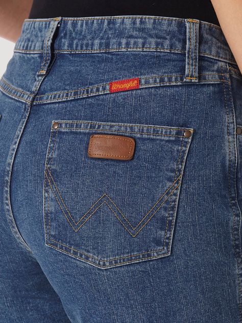 Women's Wrangler® Cowboy Cut® Slim Fit Stretch Jean in Stonewash Womens Stretch Jeans, Wrangler Women, Wrangler Cowboy, Wrangler Cowboy Cut, Wrangler Jeans, Detail Shop, Leather Patches, What I Wore, Stretch Jeans