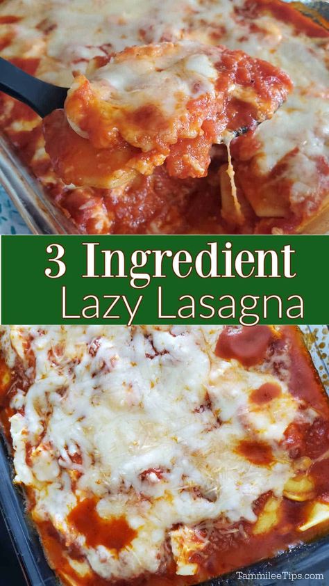 Poor Man’s Lasagna With Ravioli, Lazy Man’s Lasagna, Easy Lasagne Recipes Simple, Lazy Man Lasagna, Lazy Lasagna Ravioli, Lazania Recipe, Quick Lasagna Recipe, Lazy Day Lasagna, Simple Lasagna Recipe