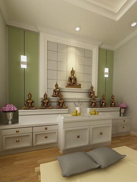 Buddha Room Design, Buddha Room, Puja Unit, Buddha Altar, Puja Ghar, Altar Ideas, Altar Design, Mandir Design, Temple Design For Home