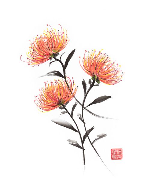 South African Flowers, Africa Tattoos, African Tattoo, African Flowers, Watercolor Flower Art, Unique Website, Flower Tattoos, South African, Maple Leaf Tattoo