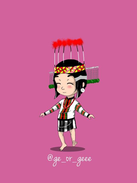 #mizo #traditional #dress #attire #digital #art #graphics #painting Traditional Dress Girl, Handpainted Tote Bags, Cartoon Photo, Dress Attire, Traditional Attire, Dress Girl, Traditional Dress, Pretty Cats, Burmese