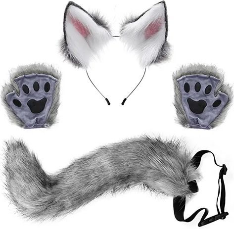 Wolf Ears And Tail, Fox Headband, Wolf Dress, Christmas Party Costume, Wolf Tail, Paw Gloves, Wolf Paw, Fox Costume, Wolf Costume