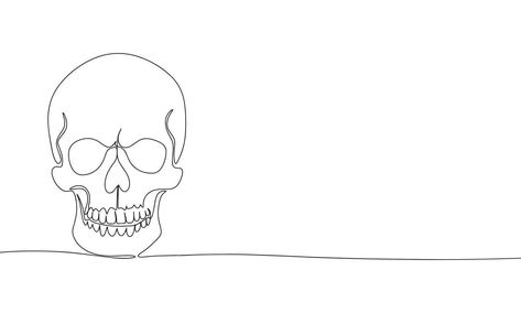 Human skull isolated on white background. One line continuous vector illustration. Line art, outline. Art Outline, Illustration Line Art, Human Skull, Logo Banners, Cityscape Photos, Heart With Arrow, Marketing Design, Custom Illustration, Custom Branding