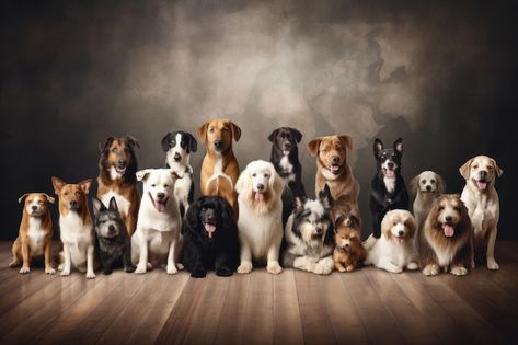 Premium Photo | There are many dogs that are sitting together in front of a door generative ai Sitting Together, Group Of Dogs, One Photo, Wooden Floor, Wooden Flooring, A Group, Premium Photo, First Photo, Graphic Resources