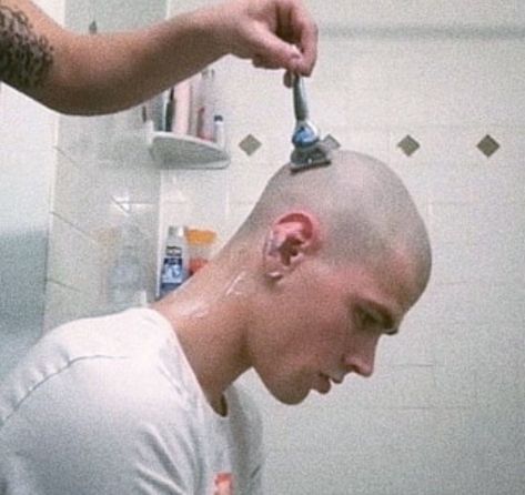 Buzz Cut Boys, Bald Boy, Shaved Heads, Bald Men Style, Bald Look, Aesthetic Men, Bald Man, Bald Hair, Edgy Aesthetic