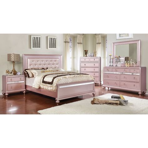 House of Hampton® Abdullah Tufted Platform Bed | Wayfair Tufted Bedroom, Rose Gold Bedroom, Contemporary Dresser, Glamourous Bedroom, Elegant Bun, Gold Bedroom, Fabric Headboard, Padded Headboard, Queen Bedroom