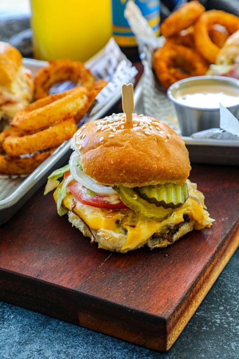 Animal Style Sliders Recipe Slider Toppings, French Onion Seasoning, Secret Burger Sauce, Onion Caramelized, Cheeseburger Sliders, Burger Sliders, In N Out, Burger Sauce, Small Tomatoes