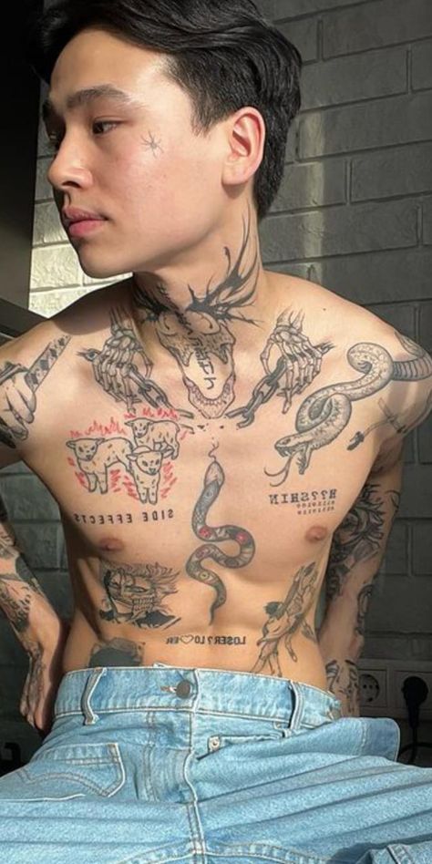 Chest Patchwork Tattoo Men, Single Chest Tattoo Men, Collar Bone Tattoo For Men Ideas, Gothic Chest Tattoo Men, Men’s Collar Bone Tattoo, Collarbone Tattoo Design, Men Collar Bone Tattoo, Back Neck Tattoo For Guys, Collarbone Tattoo Men