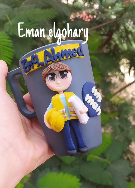 Engineer Polymer Clay Mug, Refractory Clay, Ceramic Paste, Handmade Flower Pots, Engineer Mug, Diy Pottery Painting, Clay Cup, Polymer Clay Christmas, Clay Mugs