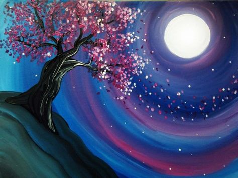 Learn to Paint Lust in the Wind tonight at Paint Nite! Our artists know exactly how to teach painters of all levels - give it a try! Paintings Diy, Wine And Canvas, Paint Nite, Paint Night, Night Painting, Class Ideas, Painting Class, Birdhouse, Easy Paintings