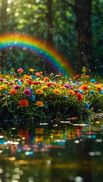 Rainbow Rain Aesthetic, Rainbow Flowers Wallpaper, Rainbow Photography Nature, Rainbow Pictures, Rainbow Photography, Rainbow Photo, Rainbow Rain, Paintings Photography, Forest Photos